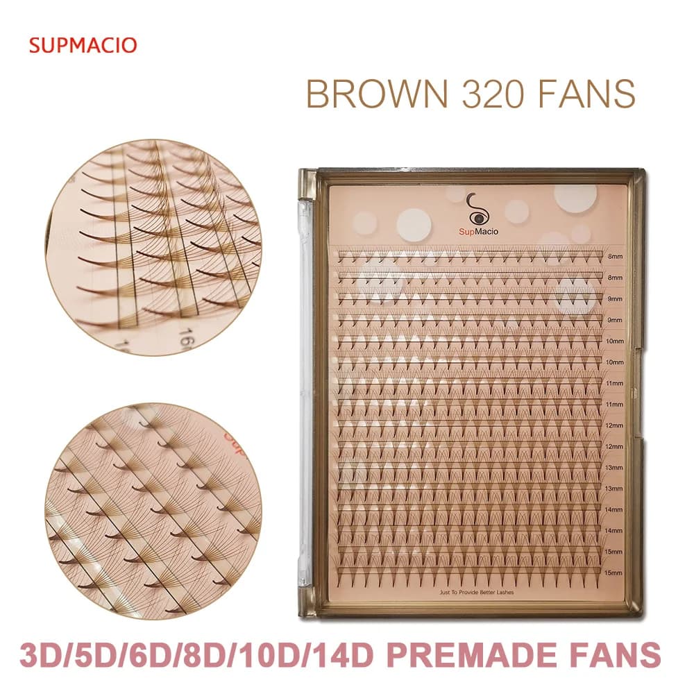 SupMacio Brown Premade Lash Extensions Soft 6D 5D 4D 3D 9-16 Mix Brown Volume Eyelash Extensions Premade Fans Bouquet