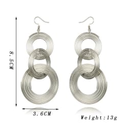 Exaggerate Round Statement Drop Earrings for Women European Party Big Jewelry Vintage Silver Color Metal Circle Long Earrings