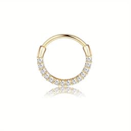 Drperfect 316L Stainless Steel Septum Rings Opal Daith Nose Rings CZ Cartilage Tragus Earrings Septum Clicker Piercing Jewerly