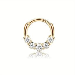 Drperfect 316L Stainless Steel Septum Rings Opal Daith Nose Rings CZ Cartilage Tragus Earrings Septum Clicker Piercing Jewerly