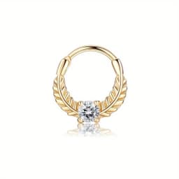 Drperfect 316L Stainless Steel Septum Rings Opal Daith Nose Rings CZ Cartilage Tragus Earrings Septum Clicker Piercing Jewerly
