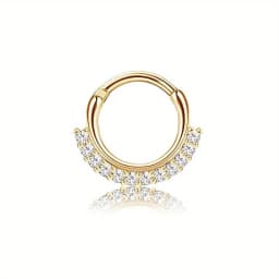 Drperfect 316L Stainless Steel Septum Rings Opal Daith Nose Rings CZ Cartilage Tragus Earrings Septum Clicker Piercing Jewerly
