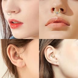 Drperfect 316L Stainless Steel Septum Rings Opal Daith Nose Rings CZ Cartilage Tragus Earrings Septum Clicker Piercing Jewerly