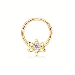Drperfect 316L Stainless Steel Septum Rings Opal Daith Nose Rings CZ Cartilage Tragus Earrings Septum Clicker Piercing Jewerly
