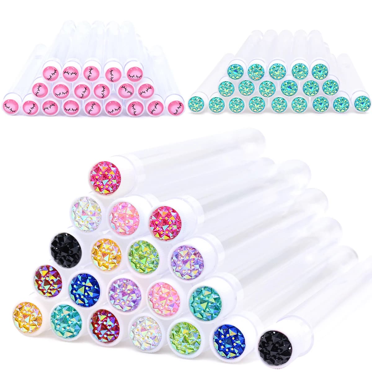 20pcs Empty Eyelash Brushes Tubes Reusable Eyelash Mascara Wand Container Sparkling Lash Spoolies Combs Dust-proof Flask Case