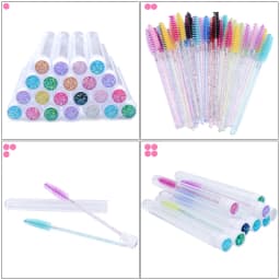 20pcs Empty Eyelash Brushes Tubes Reusable Eyelash Mascara Wand Container Sparkling Lash Spoolies Combs Dust-proof Flask Case