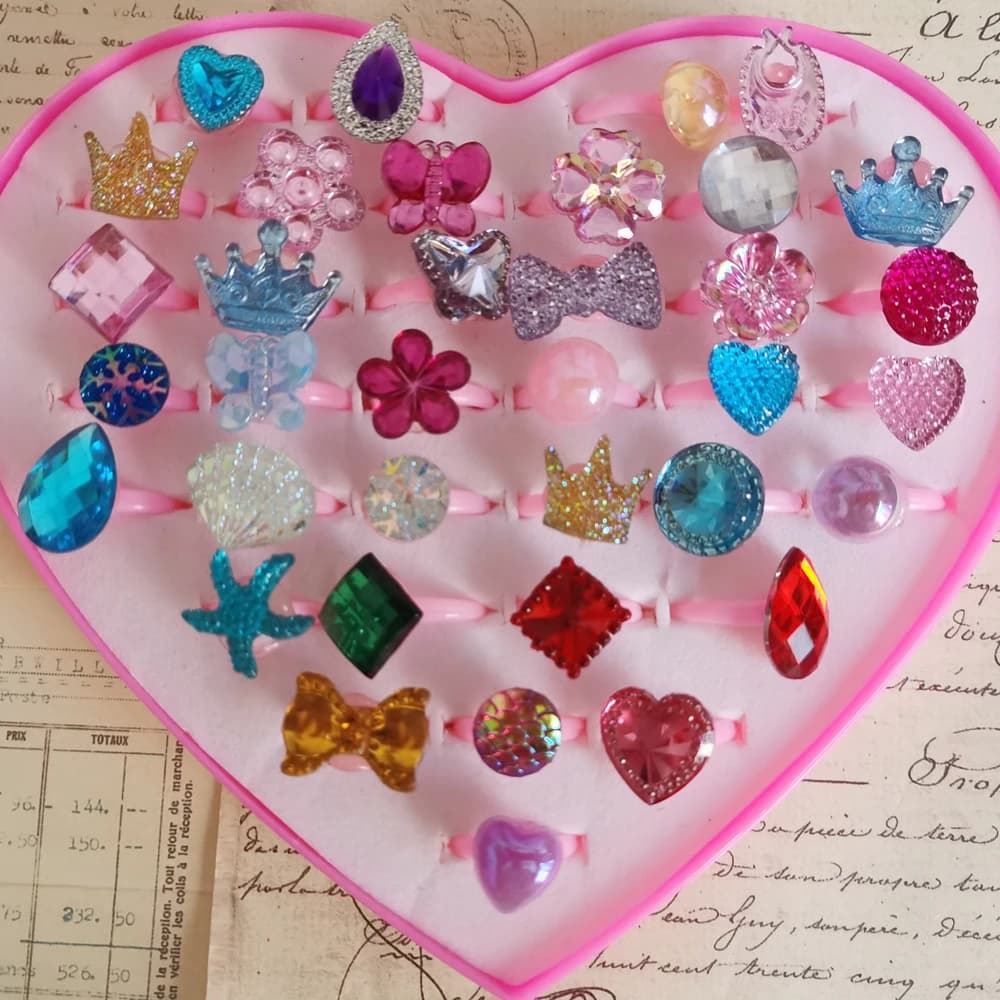 5/12/36pcs/Lot Wholesale Child Resin Candy Flower Bow Starfish Finger Rings Plastic Kid Ring Children Party Gifts Birthday Girls