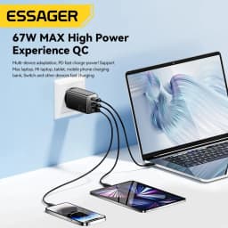Essager 67W GaN USB Type C Charger For Laptop 45W 25W PD QC 3.0 Fast Charge For Macbook Xiaomi Samsung Iphone14 13 Phone Chagers