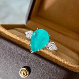 New Fashion Jewelry Paraiba Geometric Drop Gemstone Ring Light Luxury 925 Sterling Silver Ladies Birthday Jewelry Gift