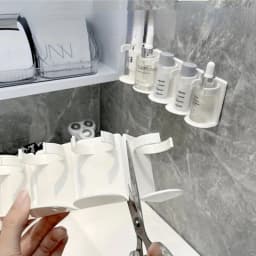 5-grid Wall-mounted Cosmetic Storage Rack Plastic Punch-free Bathroom Shelf Cuttable Cosmetics Spice Finishing Organizer Shelf