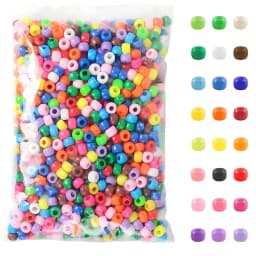 500pcs Pony Candy Colorful Plastic Beads For Jewelry Making DIY Hair Braiding, Bracelet Necklace Handicrafts Small Business