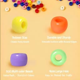 500pcs Pony Candy Colorful Plastic Beads For Jewelry Making DIY Hair Braiding, Bracelet Necklace Handicrafts Small Business
