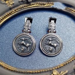 New Light Luxury Retro Italian Coin Earrings Women's Personalized Rabbit Coin Jewelry wholesale