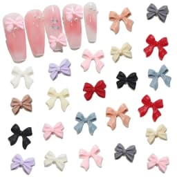 100pcs Random Mixed Resin Bowknot Bow Colorful 3D Nail Art Decorations Charms Studs Jewelry For Acrylic Nails DIY Manicure Tips