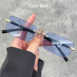 Luxury Rimless Business Rectangle Gradient Lenses Unisex Fashion Sunglasses Women Men Fashion Colored Lenses Metal Frame Glasses
