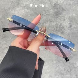 Luxury Rimless Business Rectangle Gradient Lenses Unisex Fashion Sunglasses Women Men Fashion Colored Lenses Metal Frame Glasses