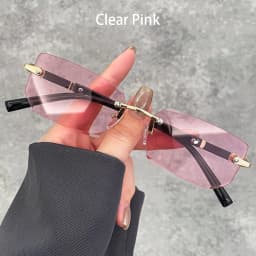 Luxury Rimless Business Rectangle Gradient Lenses Unisex Fashion Sunglasses Women Men Fashion Colored Lenses Metal Frame Glasses