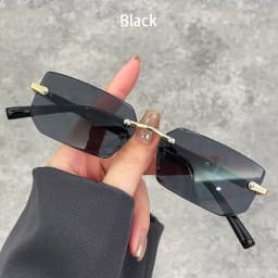 Luxury Rimless Business Rectangle Gradient Lenses Unisex Fashion Sunglasses Women Men Fashion Colored Lenses Metal Frame Glasses