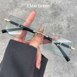 Luxury Rimless Business Rectangle Gradient Lenses Unisex Fashion Sunglasses Women Men Fashion Colored Lenses Metal Frame Glasses