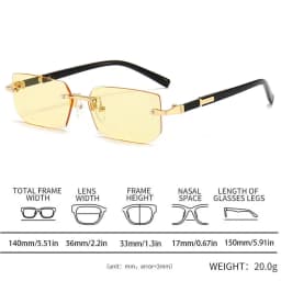 Luxury Rimless Business Rectangle Gradient Lenses Unisex Fashion Sunglasses Women Men Fashion Colored Lenses Metal Frame Glasses