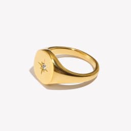 E.B.belle Aspect North Star Seal Ring Silver Color Waterproof 316L Stainless Steel Jewelry 18K Gold Plated Accessories