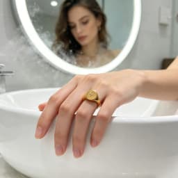 E.B.belle Aspect North Star Seal Ring Silver Color Waterproof 316L Stainless Steel Jewelry 18K Gold Plated Accessories