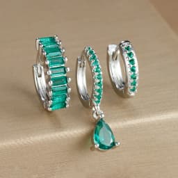 3PCS Colorful Cubic Zirconia Stainless Steel Hoop Earrings Set for Women Pendant Water Drop Earring Cartilage Piercing Jewelry