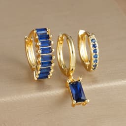 3PCS Colorful Cubic Zirconia Stainless Steel Hoop Earrings Set for Women Pendant Water Drop Earring Cartilage Piercing Jewelry