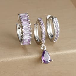 3PCS Colorful Cubic Zirconia Stainless Steel Hoop Earrings Set for Women Pendant Water Drop Earring Cartilage Piercing Jewelry