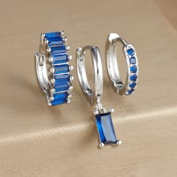 3PCS Colorful Cubic Zirconia Stainless Steel Hoop Earrings Set for Women Pendant Water Drop Earring Cartilage Piercing Jewelry
