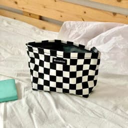 Black And White Plaid Cosmetic Bag Large Capacity Cosmetic Storage Bag Portable Versatile Checkerboard Toiletry Bag