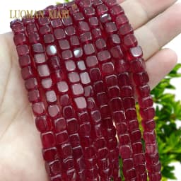 6x6MM Square Dark Red Chalcedony Ruby Color Loose Spacer Beads for Jewelry Making Diy Earrings Bracelet Accessories Charms
