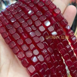 6x6MM Square Dark Red Chalcedony Ruby Color Loose Spacer Beads for Jewelry Making Diy Earrings Bracelet Accessories Charms
