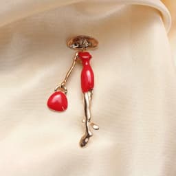 Red Black Pretty Lady Fashion Brooch Enamel Pins Jewelry for Women Bags Hats