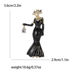 Red Black Pretty Lady Fashion Brooch Enamel Pins Jewelry for Women Bags Hats