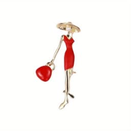 Red Black Pretty Lady Fashion Brooch Enamel Pins Jewelry for Women Bags Hats