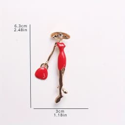 Red Black Pretty Lady Fashion Brooch Enamel Pins Jewelry for Women Bags Hats