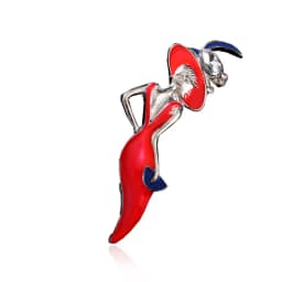 Red Black Pretty Lady Fashion Brooch Enamel Pins Jewelry for Women Bags Hats