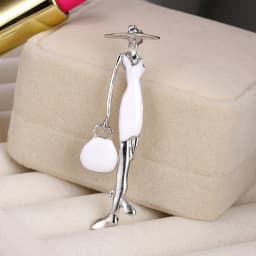 Red Black Pretty Lady Fashion Brooch Enamel Pins Jewelry for Women Bags Hats