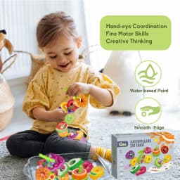 Baby Toys Shape Color Sorter, Fruits Lacing Beads for Early Learning Fine Motor Skills Training, Birthday Gifts 1-3 Years Old