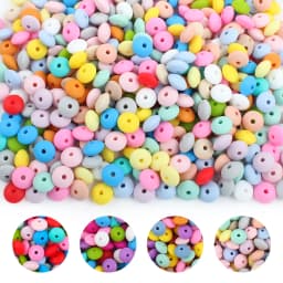 20/50/100pcs 12mm Silicone Beads Lentil Focal Spacer Beads for Jewelry making Pen DIY Pacifier Clips Chain Bracelet Necklace