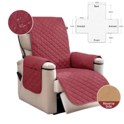 Waterproof Recliner Quilted Cover Nonslip Chair Slipcovers for Pets Dogs Kids Furniture Protector with Elastic Straps & Pockets
