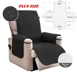 Waterproof Recliner Quilted Cover Nonslip Chair Slipcovers for Pets Dogs Kids Furniture Protector with Elastic Straps & Pockets