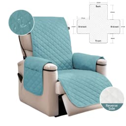 Waterproof Recliner Quilted Cover Nonslip Chair Slipcovers for Pets Dogs Kids Furniture Protector with Elastic Straps & Pockets