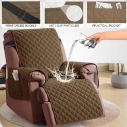 Waterproof Recliner Quilted Cover Nonslip Chair Slipcovers for Pets Dogs Kids Furniture Protector with Elastic Straps & Pockets