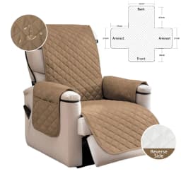 Waterproof Recliner Quilted Cover Nonslip Chair Slipcovers for Pets Dogs Kids Furniture Protector with Elastic Straps & Pockets
