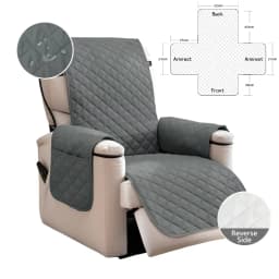 Waterproof Recliner Quilted Cover Nonslip Chair Slipcovers for Pets Dogs Kids Furniture Protector with Elastic Straps & Pockets