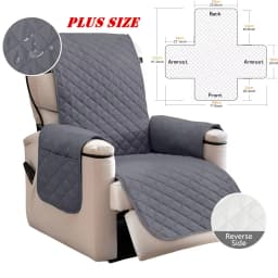 Waterproof Recliner Quilted Cover Nonslip Chair Slipcovers for Pets Dogs Kids Furniture Protector with Elastic Straps & Pockets