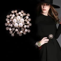 Luxury Snowflake Pearl Crystal Brooch Large Snowflake Flower Brooch Pins Fashion Exquisite Women's Jewelry