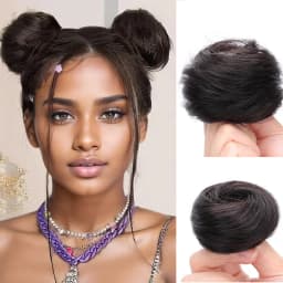 Chignon Hair Buns Ponytail Hair Piece Real Human Hair Extensions Elegant Hair Bun Style Darker 6inch